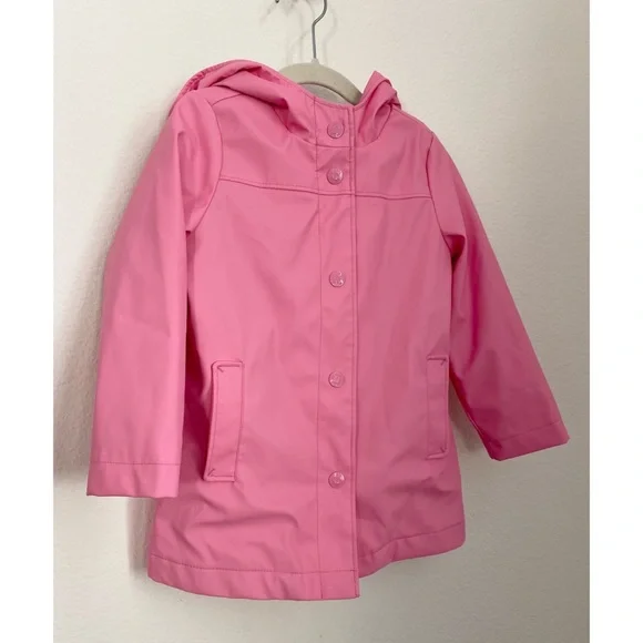 SOLD Baby Gap • Pink Floral Jersey Lined Hooded Rain Coat - Picture 3 of 16